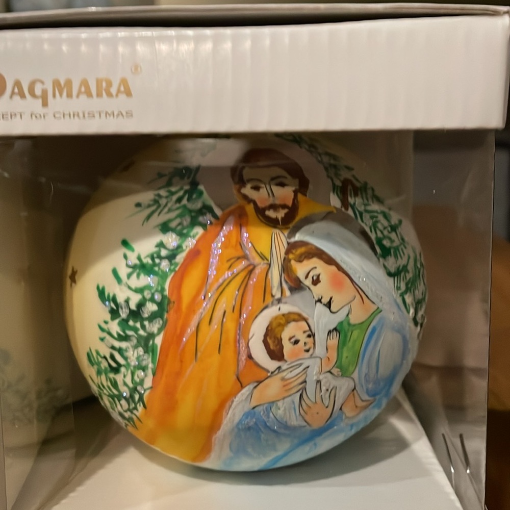 NIB Dagmara Poland Handcrafted Glass Ball Christmas Ornament Brand New in Box
